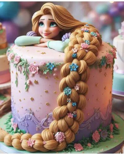Disney Rapunzel Floral Cake