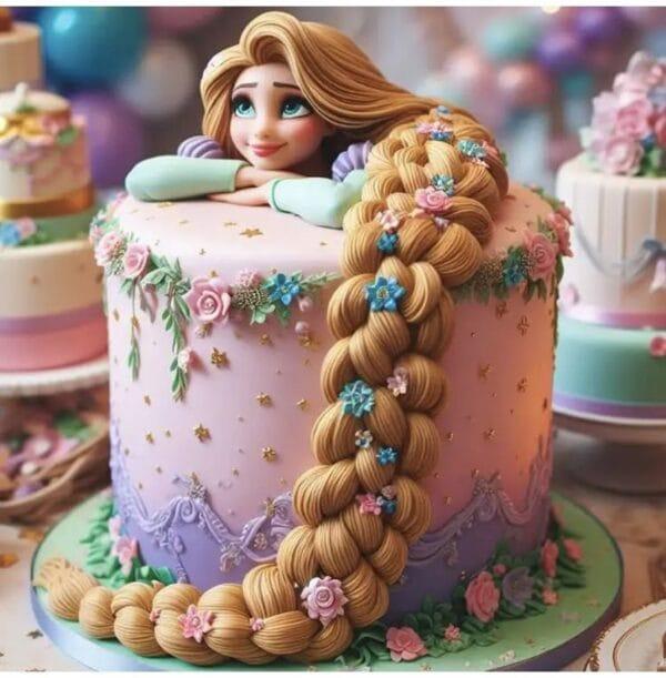 Disney Rapunzel Floral Cake