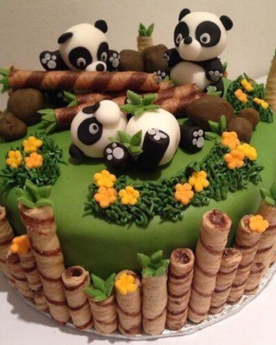 Panda With Bamboo Cake